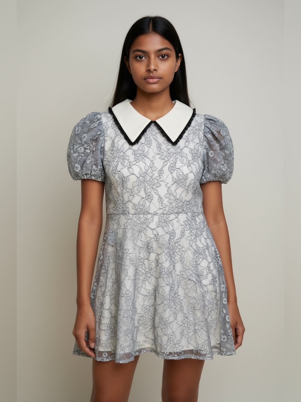 Sugar thrillz pan collar lace overlay dress medium